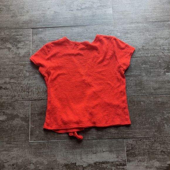 MADEWELL V Neck Surplice Side Front Tie Short Sleeve Top - Picture 2 of 6